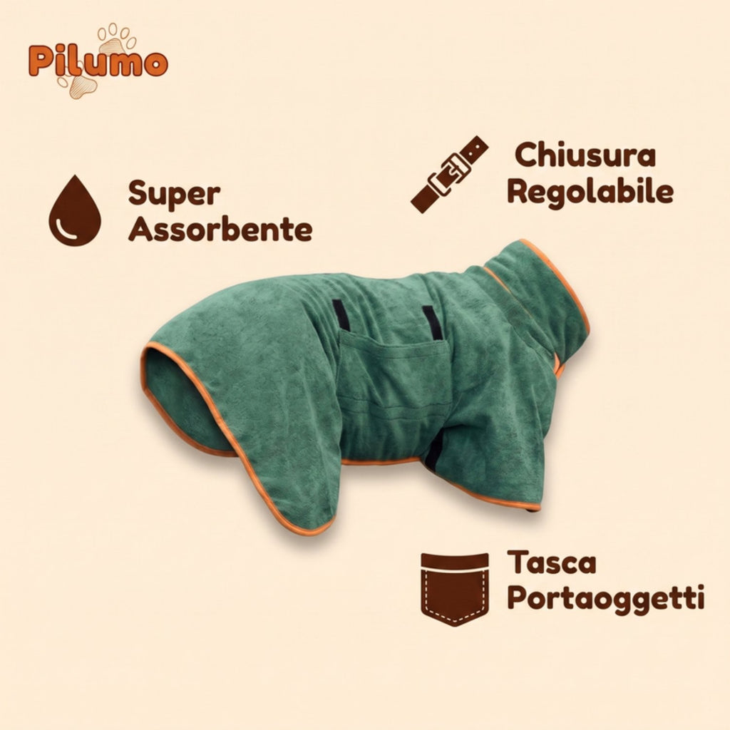 Dettagli prodotto accappatoio asciugamano Pilumo